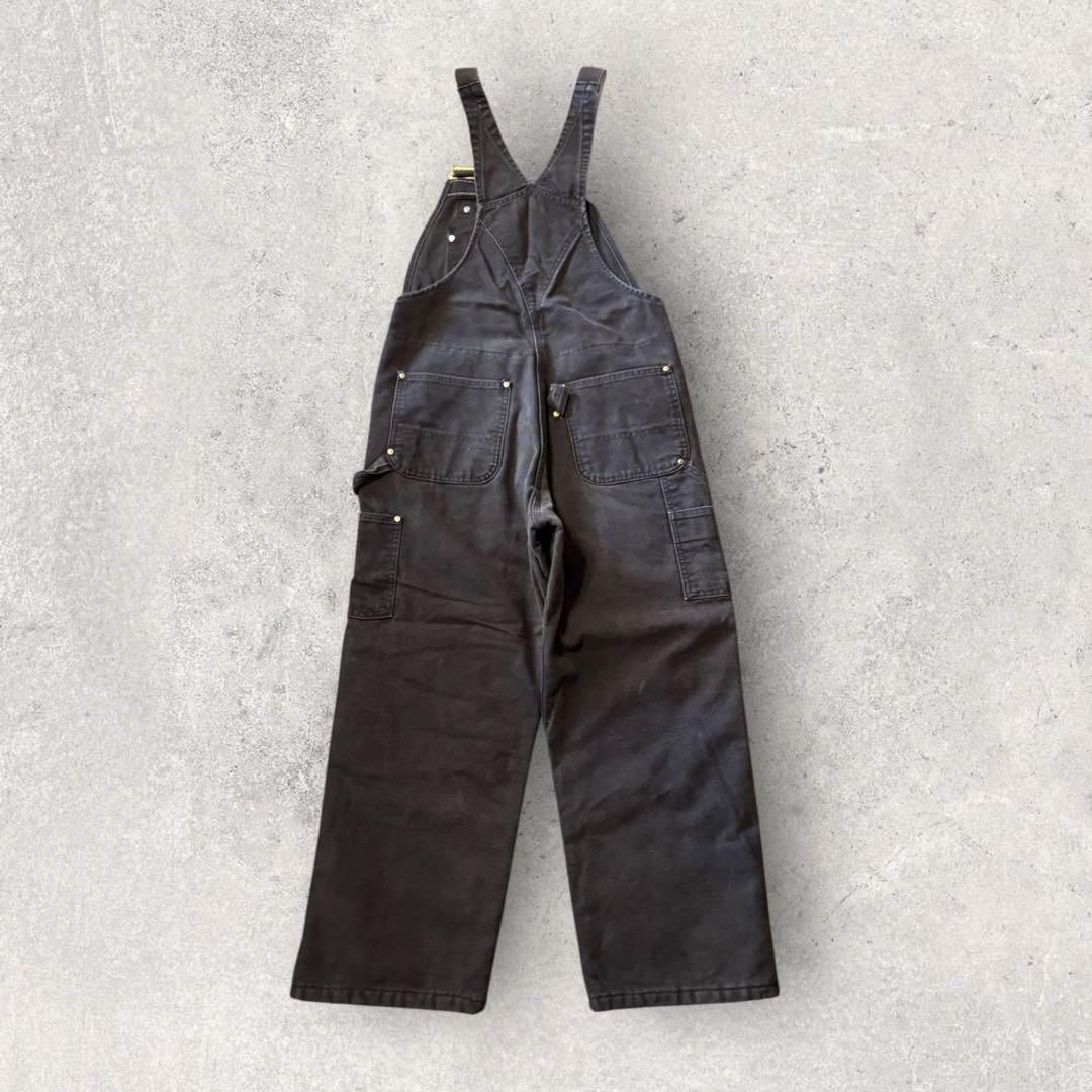 【カーハート】オーバーオール　黒　34×28 USA製　ダブルニー　人気カラーj