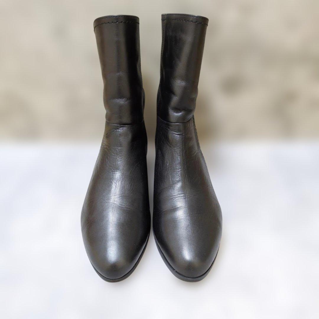 ​【極暖/本革】ランバンコレクション ショートブーツ 23.5 ボア 黒