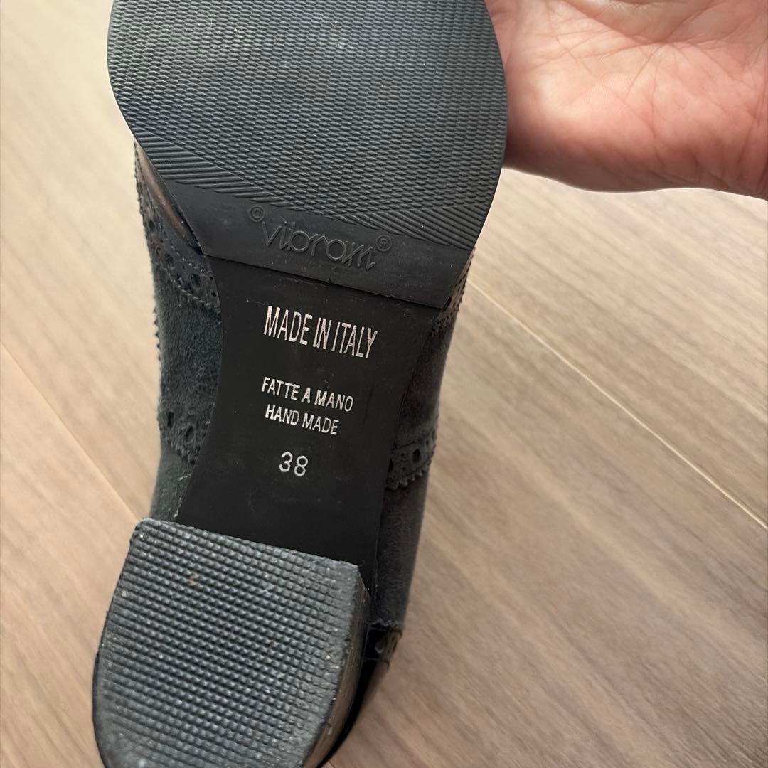 イタリア製　オックスフォードシューズ 黒 中ヒール