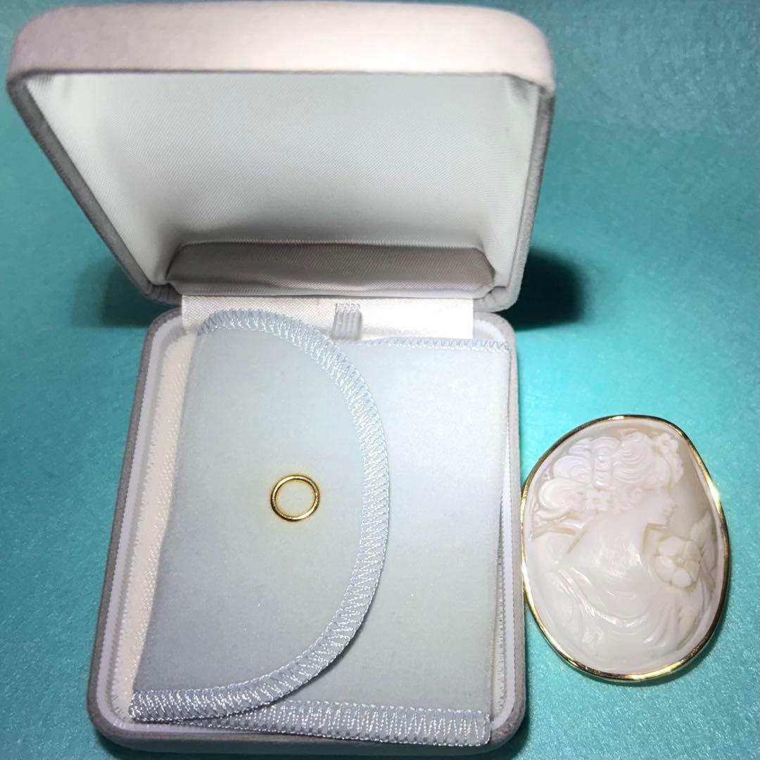 カメオブローチ K18 貴婦人 花 シェル アンティーク調