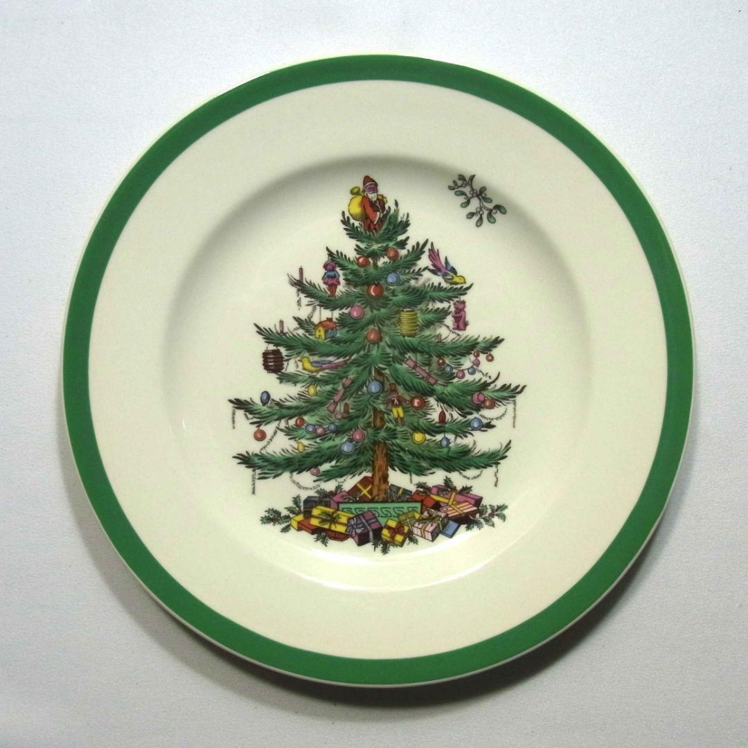 Spode スポード 英国製 クリスマスツリー サラダプレート 4枚セット 箱付