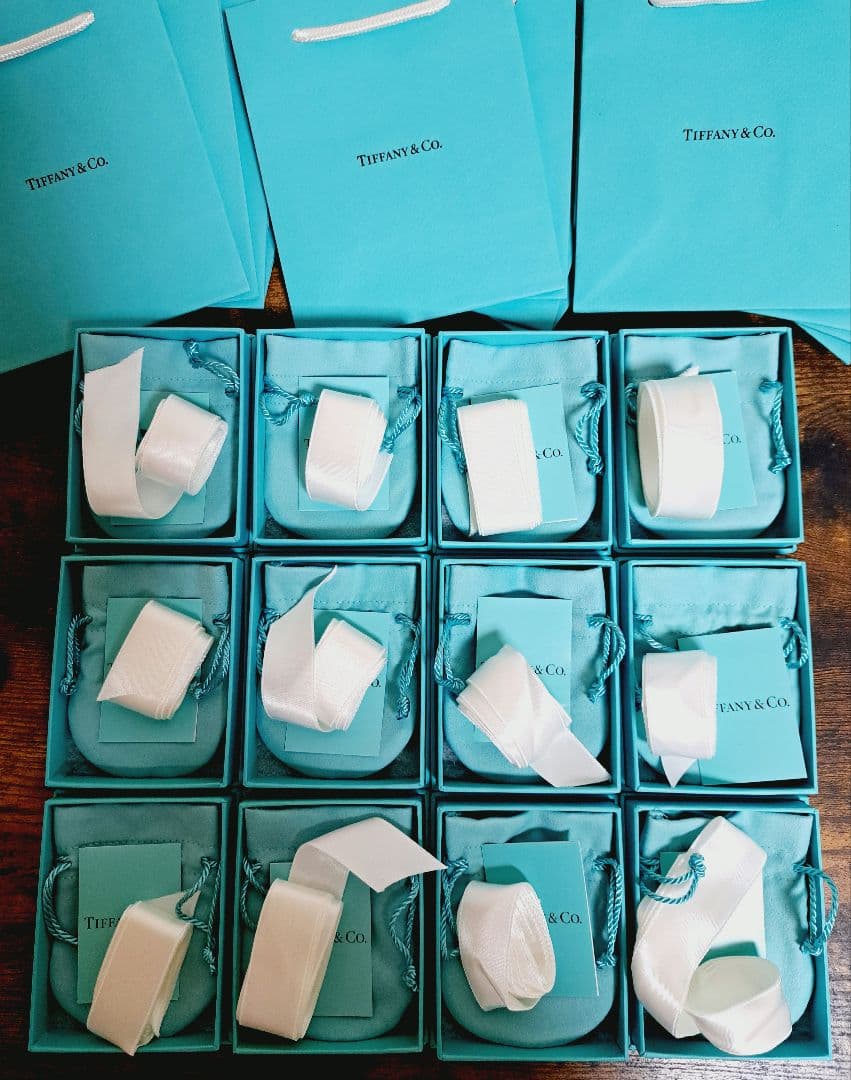 ティファニー 空箱① 巾着 リボン カード ショップ 袋 12セット 国内現行品