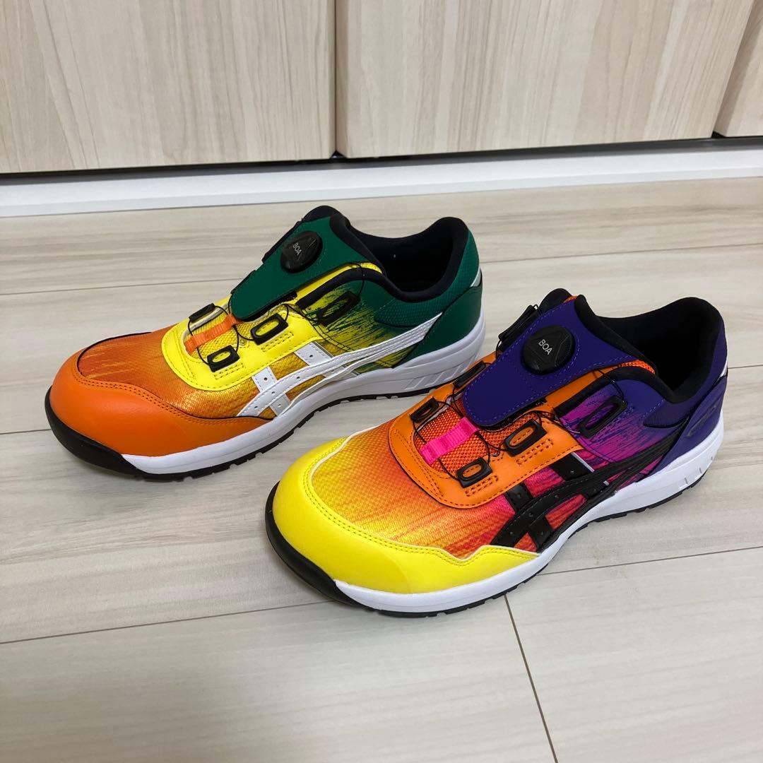 アシックス安全靴　限定色ハバネロ/ホワイト&イエロー/ブラック　オリジナル