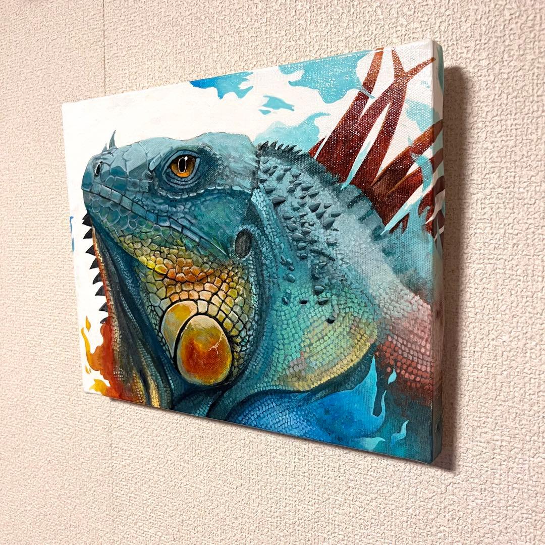 リザーアイズアクリル画 イグアナ