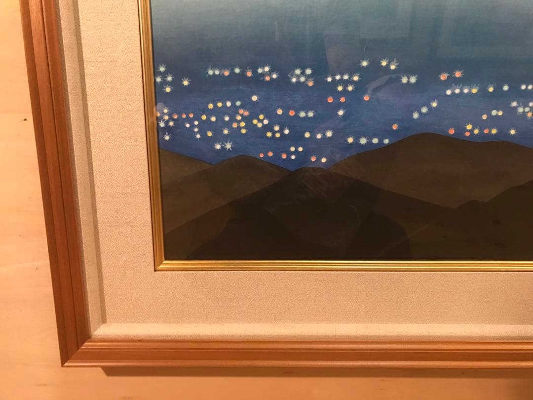 小野竹喬　「京の灯」　木版画　落款・作品証明シール有り