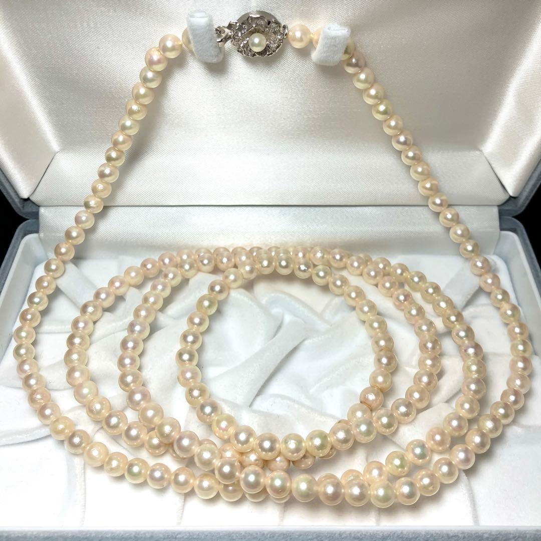 超ロング 121㎝✨ あこや真珠 パールネックレス 6-6.5㎜ ソーティング