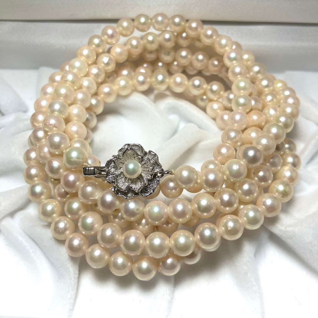 超ロング 121㎝✨ あこや真珠 パールネックレス 6-6.5㎜ ソーティング