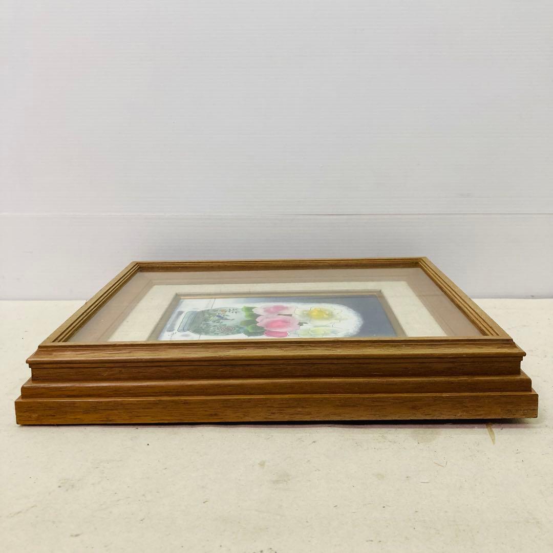 【真作】今井ロジン 油絵 「バラ」 サイン有 裏書有（2） S.M へ8