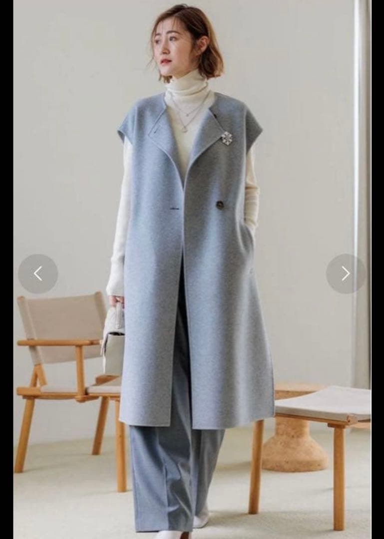 【美品】23区 ウールリバー ジレ　グレー