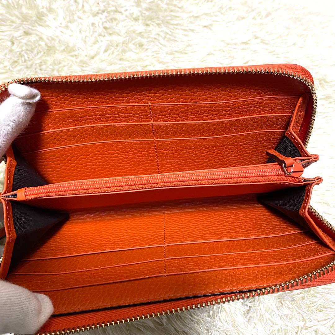美品✨ GUCCI グッチ 長財布 GGキャンバス ラウンドファスナー オレンジ