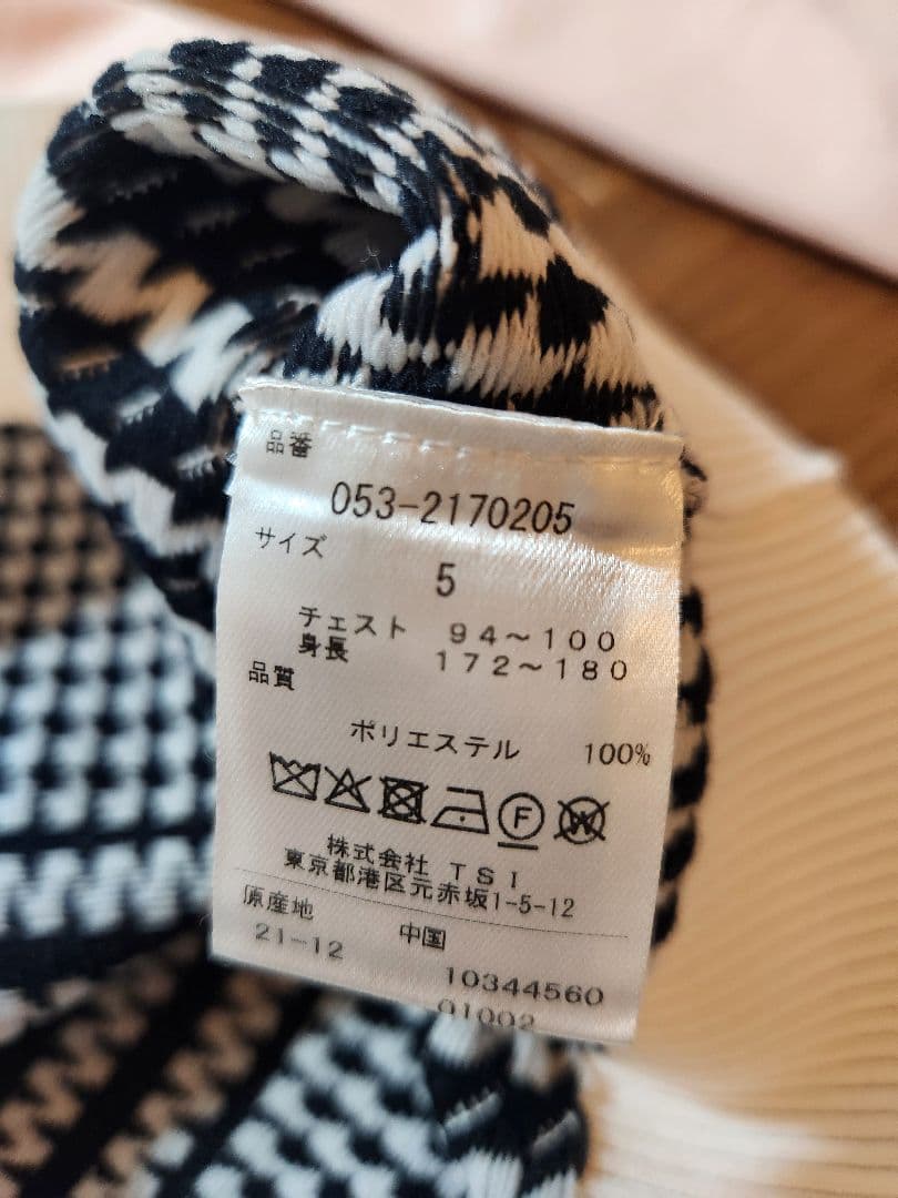 【新品未使用】パーリーゲイツ 薄手ニットセーター ピンク×千鳥柄 5(L)