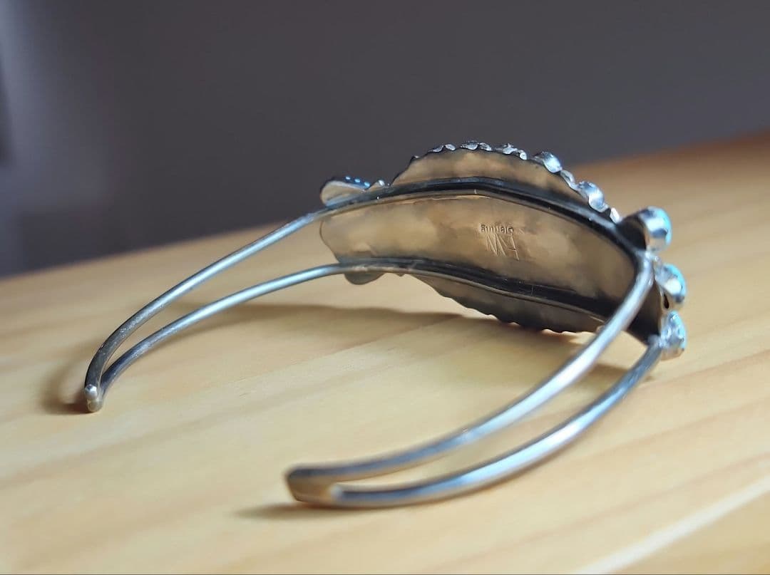 Harpo ターコイズ　フラワー　バングル　インディアンジュエリー