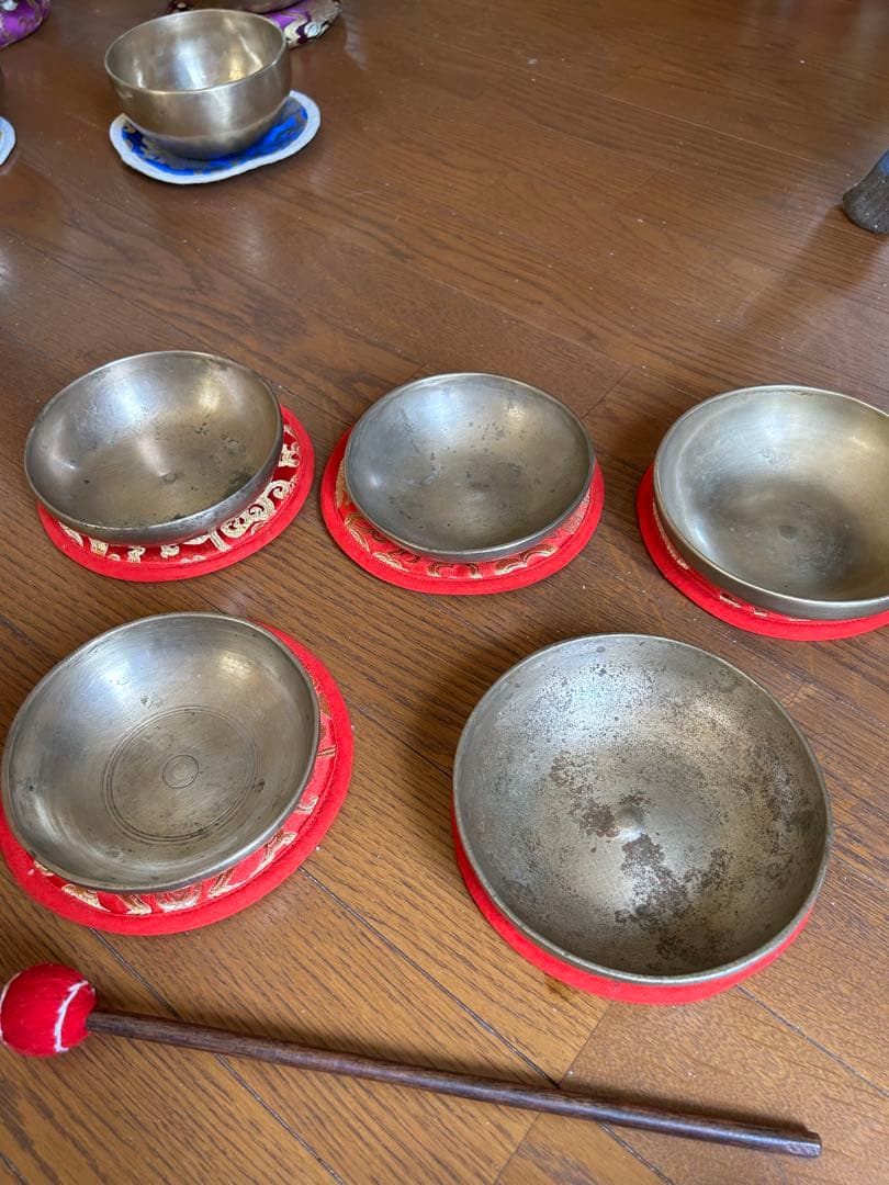 レア アンティークリンガム チベットヒマラヤ シンギングボウル 5個セット