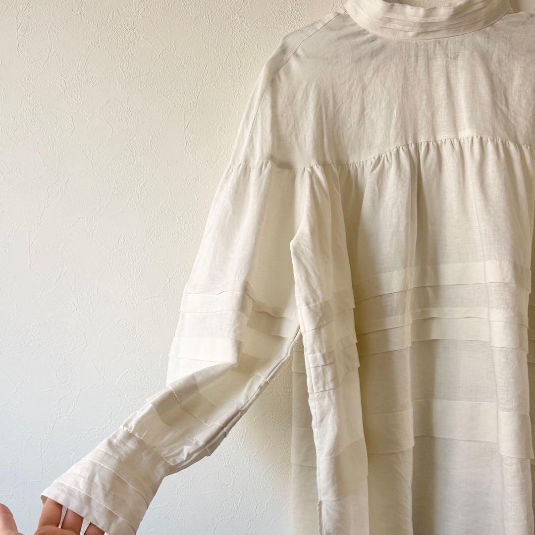 VERMEIL par iena リネン100ランダムタックフェミニンブラウス