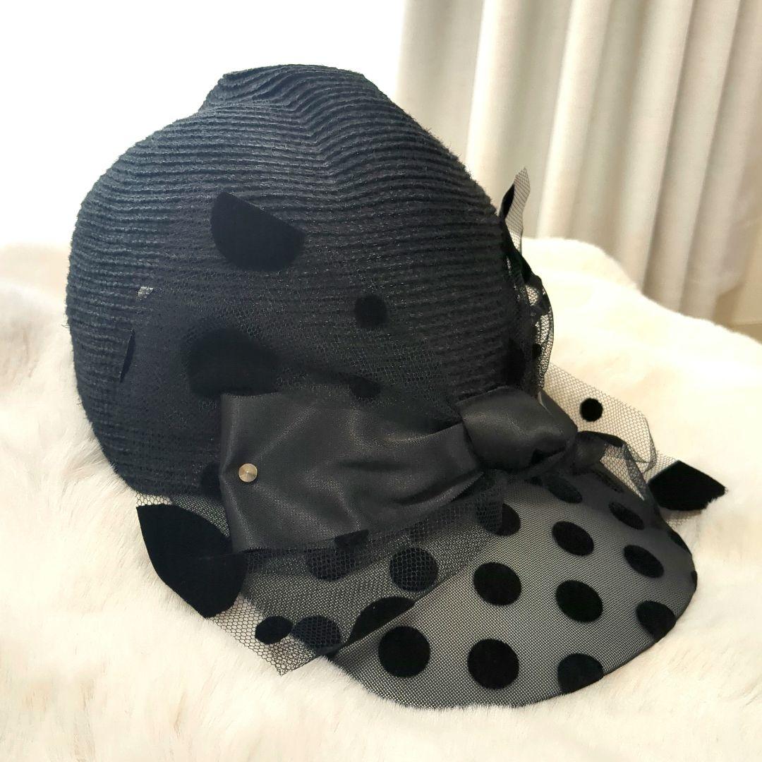 【新品未使用】CA4LA　レディース　リボンドットキャスケット黒