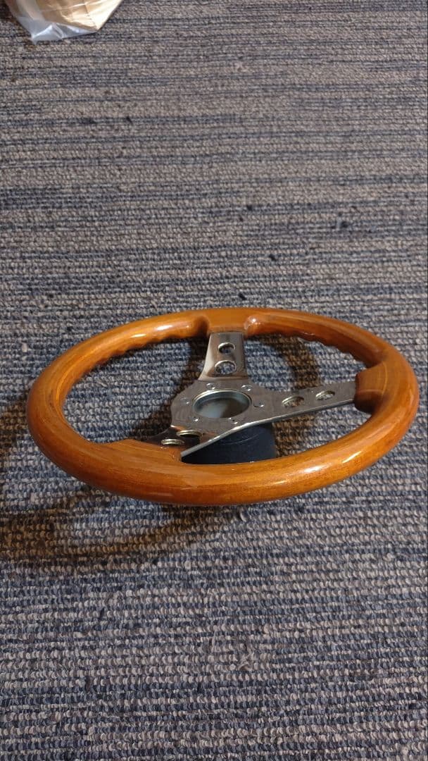 OBA ウッド製 ステアリング 約32.5cm ボス、ホーンスイッチ付き