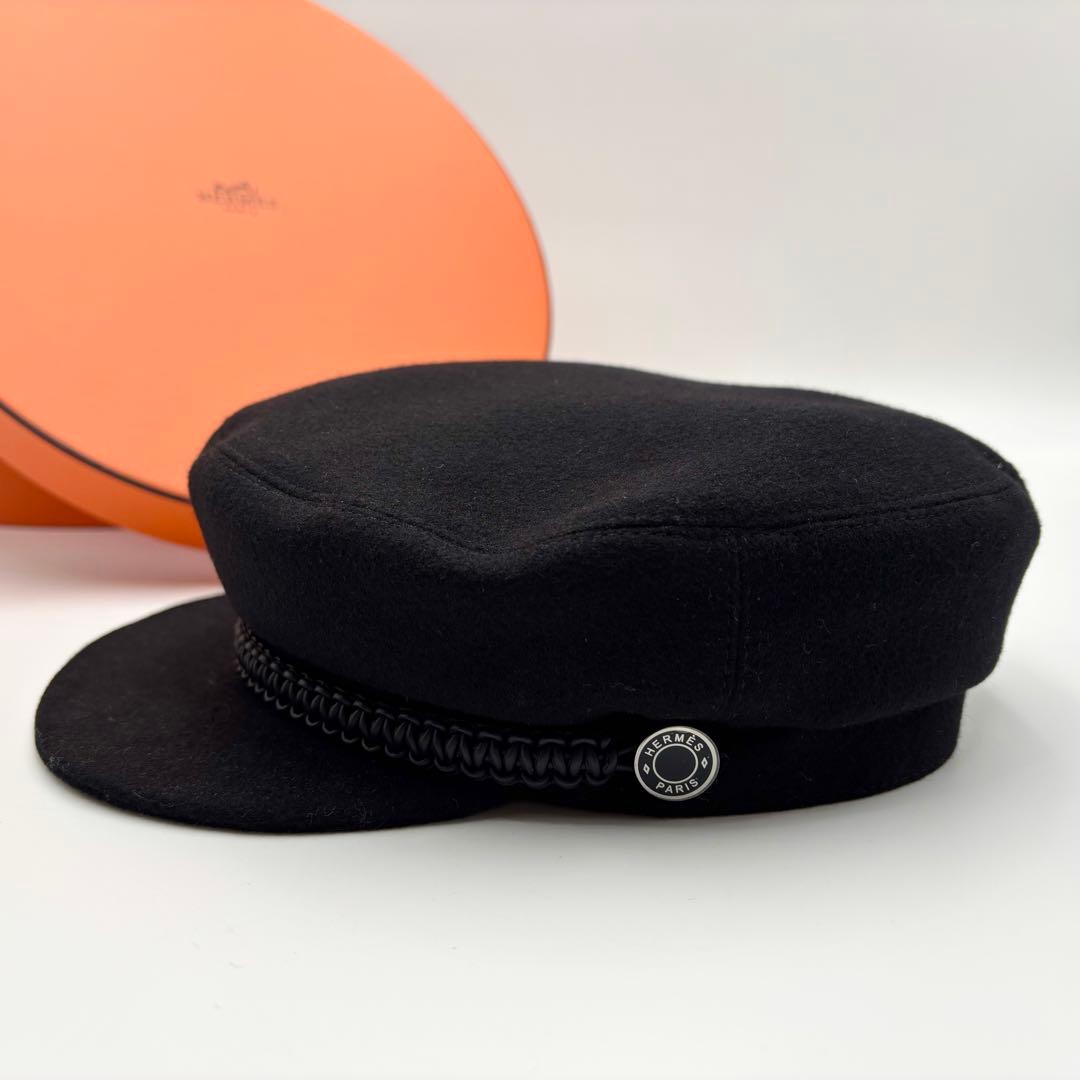 極美品 エルメス セリエ ドーヴィル カシミヤ キャスケット ブラック