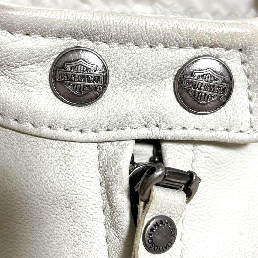 【美品】ハーレーダビッドソン　レザージャケット　レディース　オフホワイト
