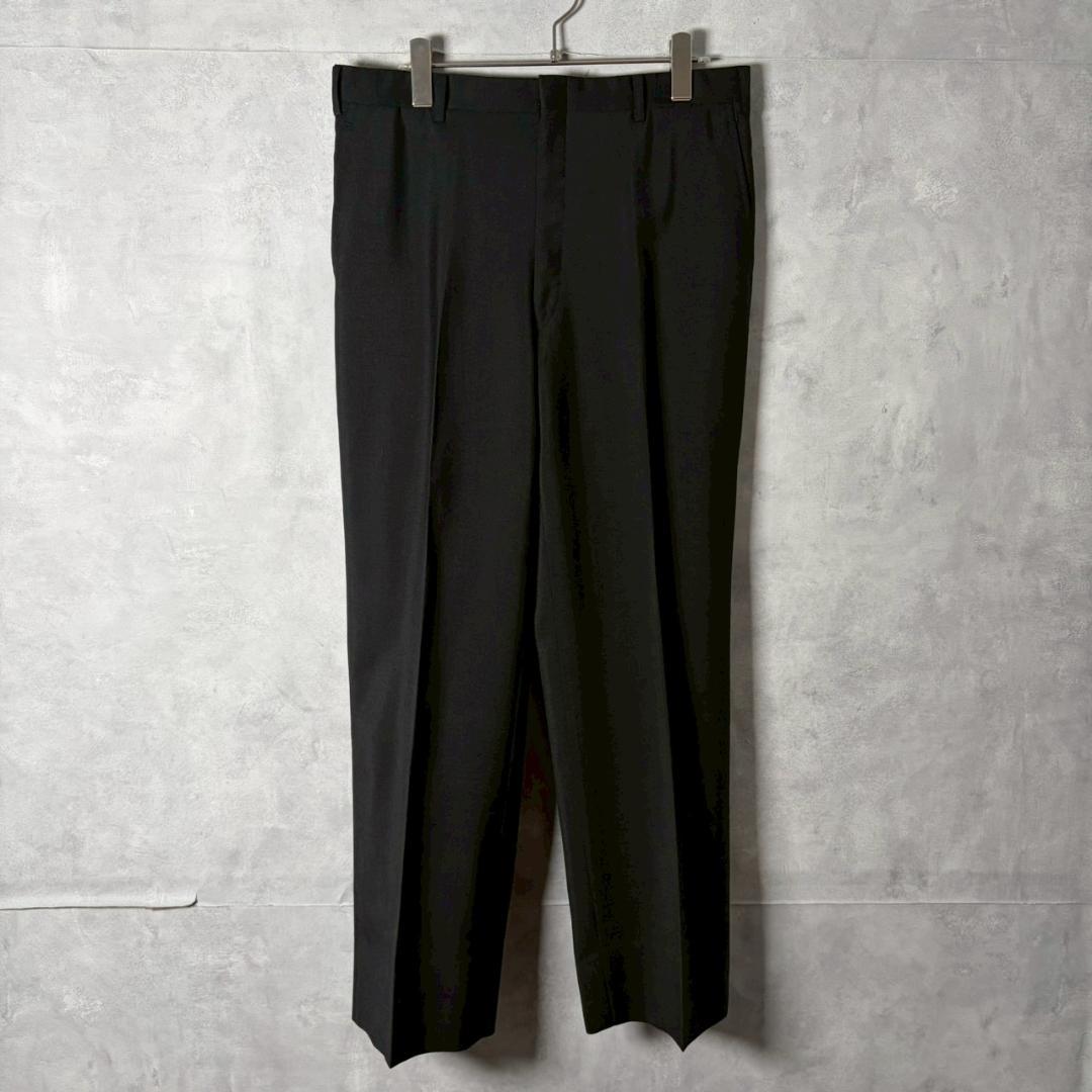 90s Burberry センタープレス ブラック ウールスラックス PM221