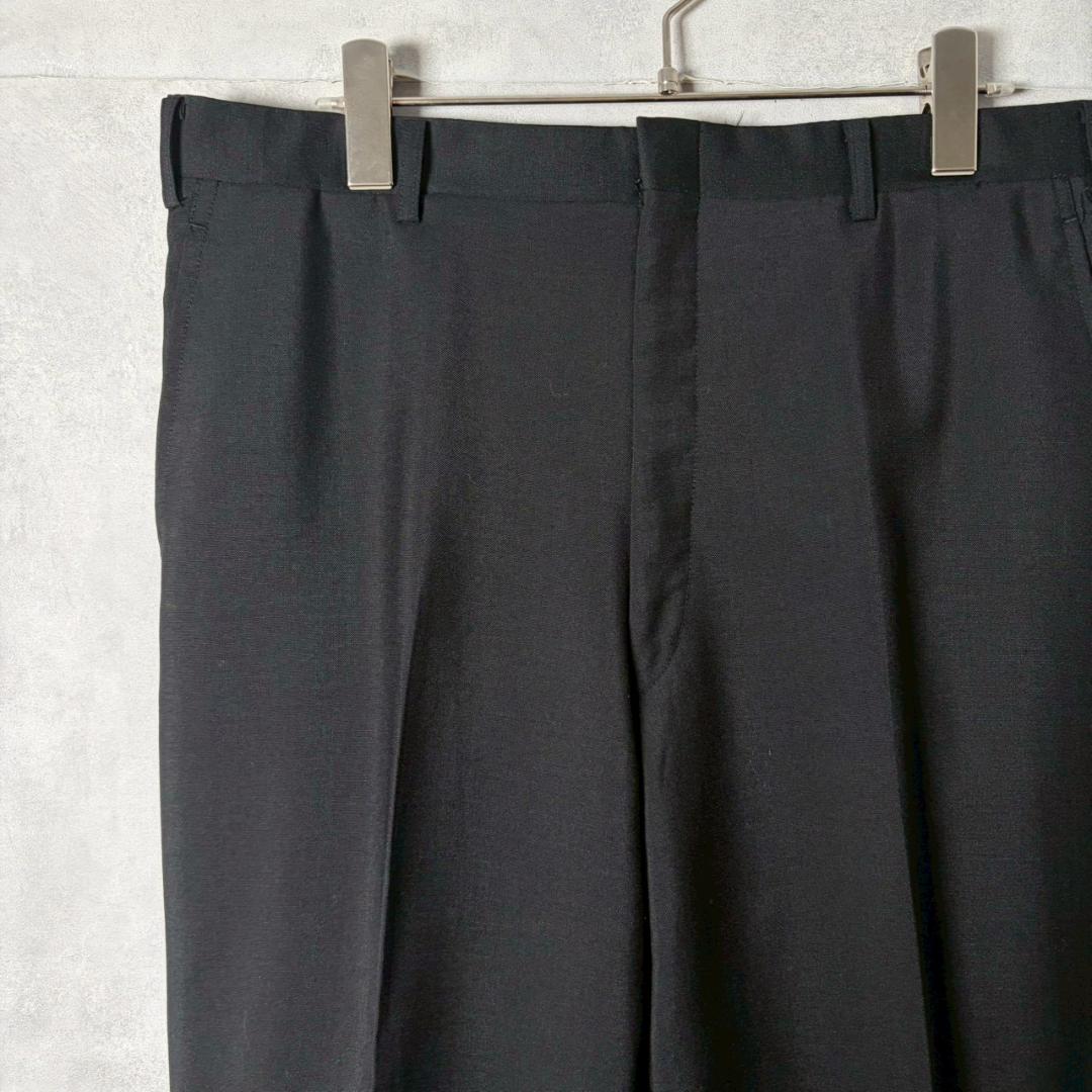 90s Burberry センタープレス ブラック ウールスラックス PM221