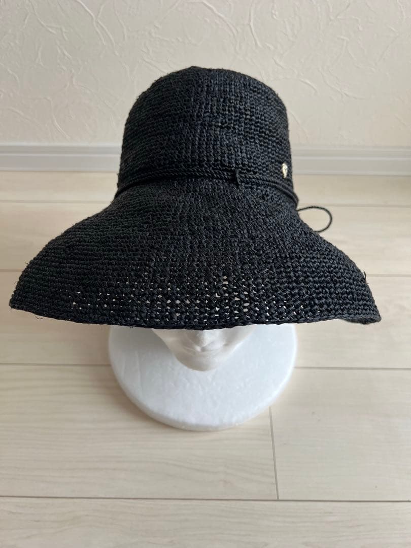 【美品】HELEN KAMINSKI ブラック 麦わら帽子　広つば　専用袋付き