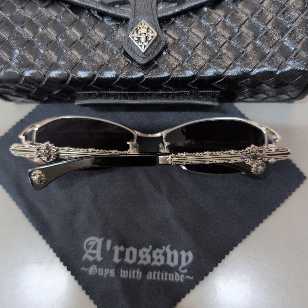A'rossby 　９２５シルバー　サングラス ブラック　美品２０９２５１１０３