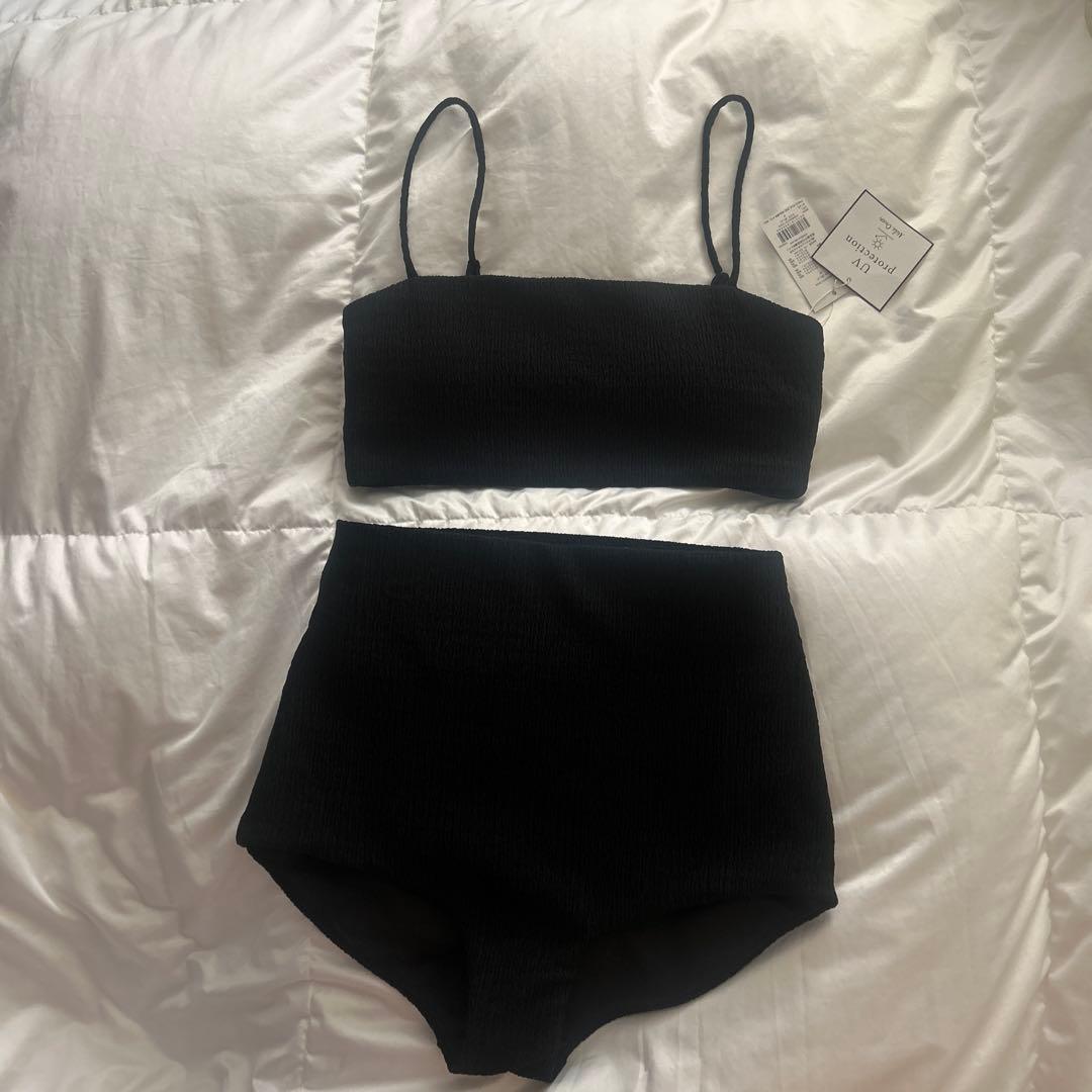 ミラオーウェン　ブラックリブ編みセパレート水着