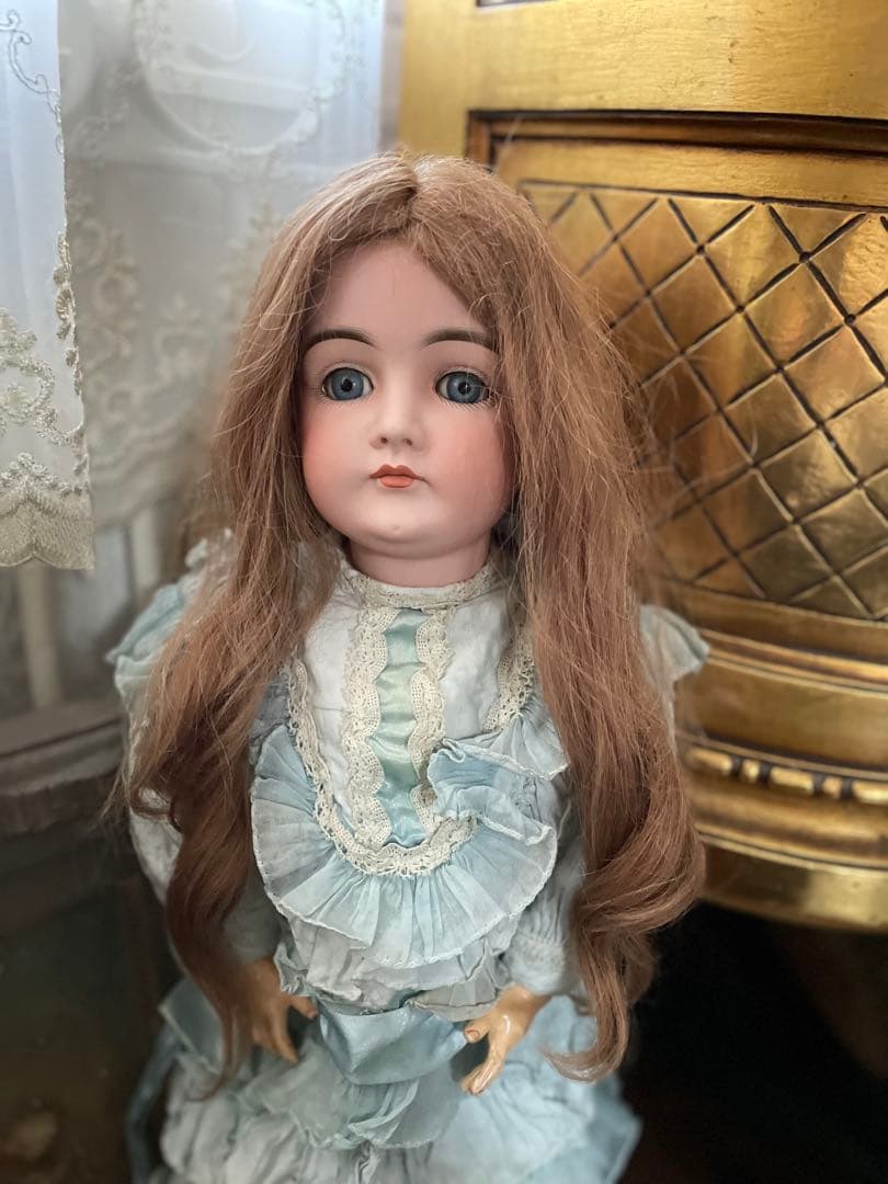 〜♡〜大きめ フランス製 人毛 ドールウィッグ 〜♡〜 アンティークビスクドール