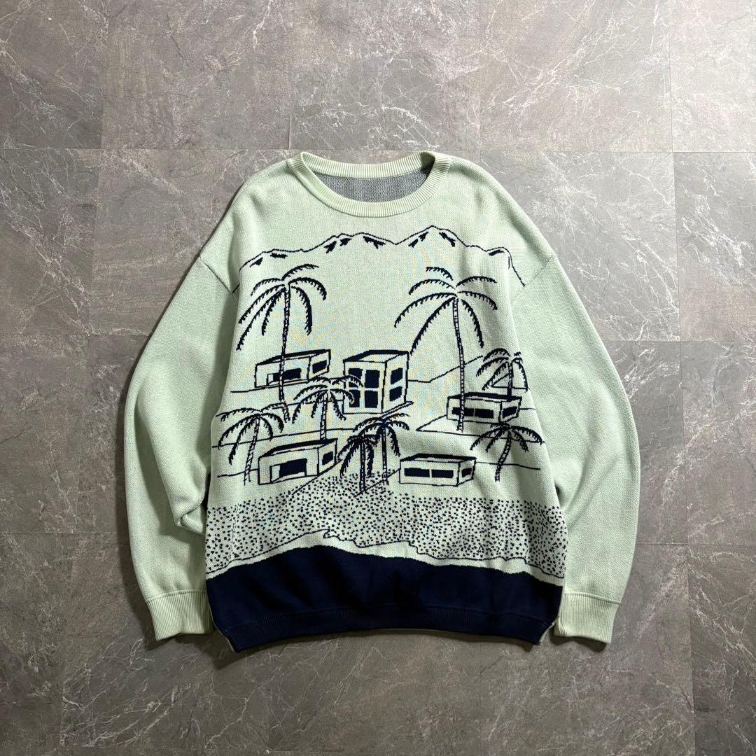 トップス crepuscule cotton knit sweater mint blue