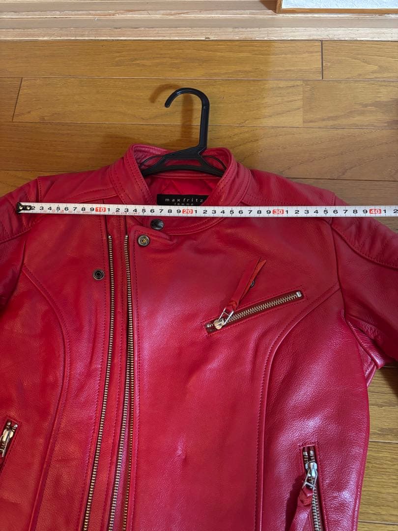 max fritz 赤 シングルライダースジャケット 40