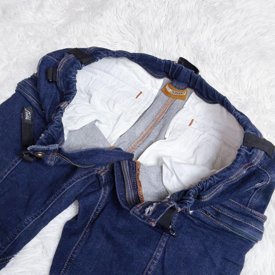 【グリップスワニー × ルートコー】 ワークパンツ デニム ストレッチ 濃紺