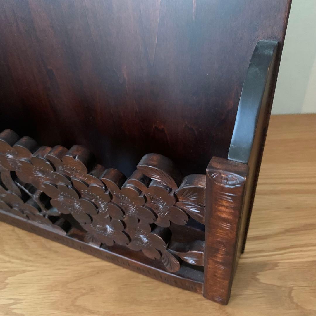 y様 希少 廃盤 大坂屋家具店 軽井沢彫 桜彫り レターラック 状差し 木工