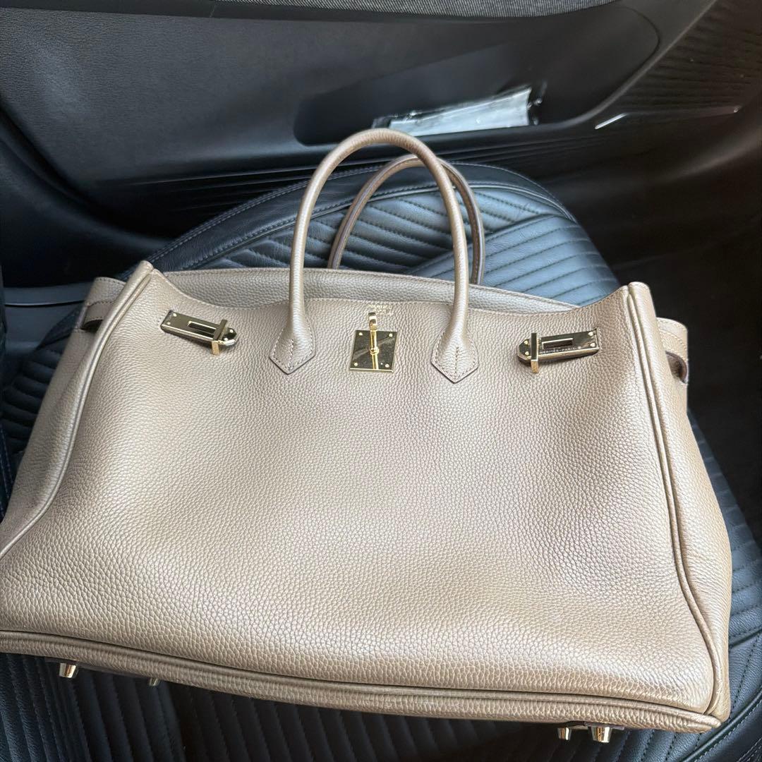 グレー レザー ハンドバッグ