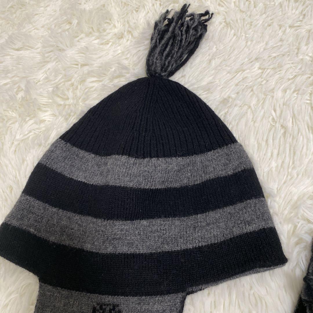 Vivienne Westwood オーブ フラップ付ワッチ ニット帽 グレー黒