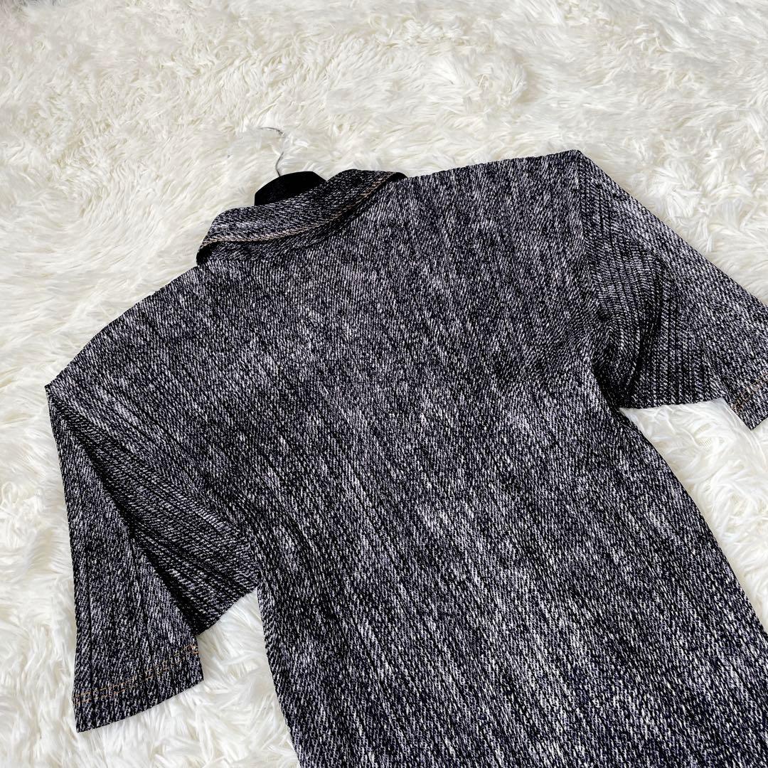 イッセイミヤケ PLEATSPLEASE デニム転写　変形　プリーツ　トップス