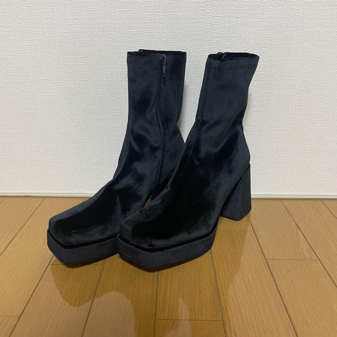 ViVi掲載 STRETCH BLOCK HEEL ブーツ L