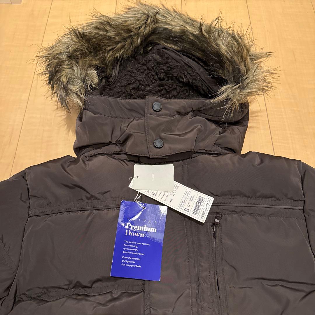 新品 ユニクロ プレミアム ダウンジャケット Sサイズ 茶 ブラウンY2K