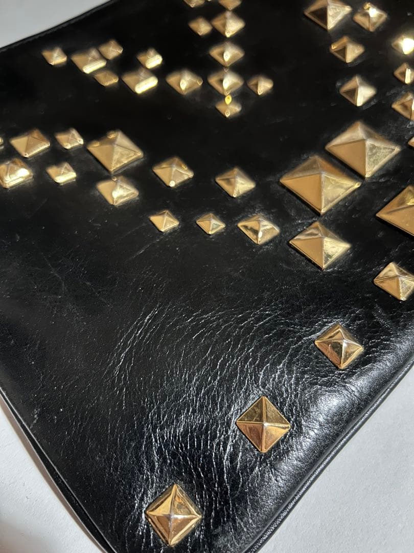 ジュンヤワタナベ　スタッズ装飾 黒 レザーポーチ