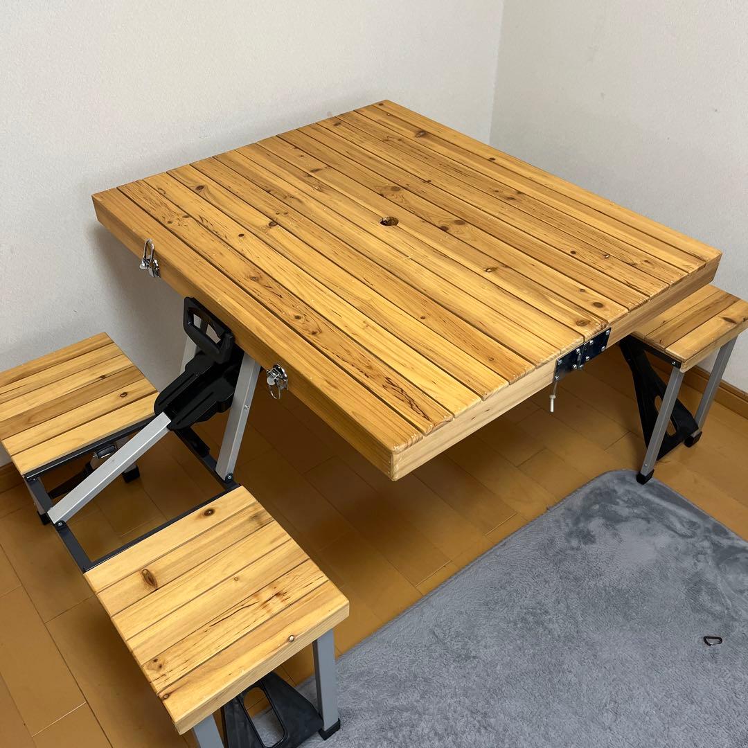 ピクニックテーブル 木製 ケース付き 折りたたみ