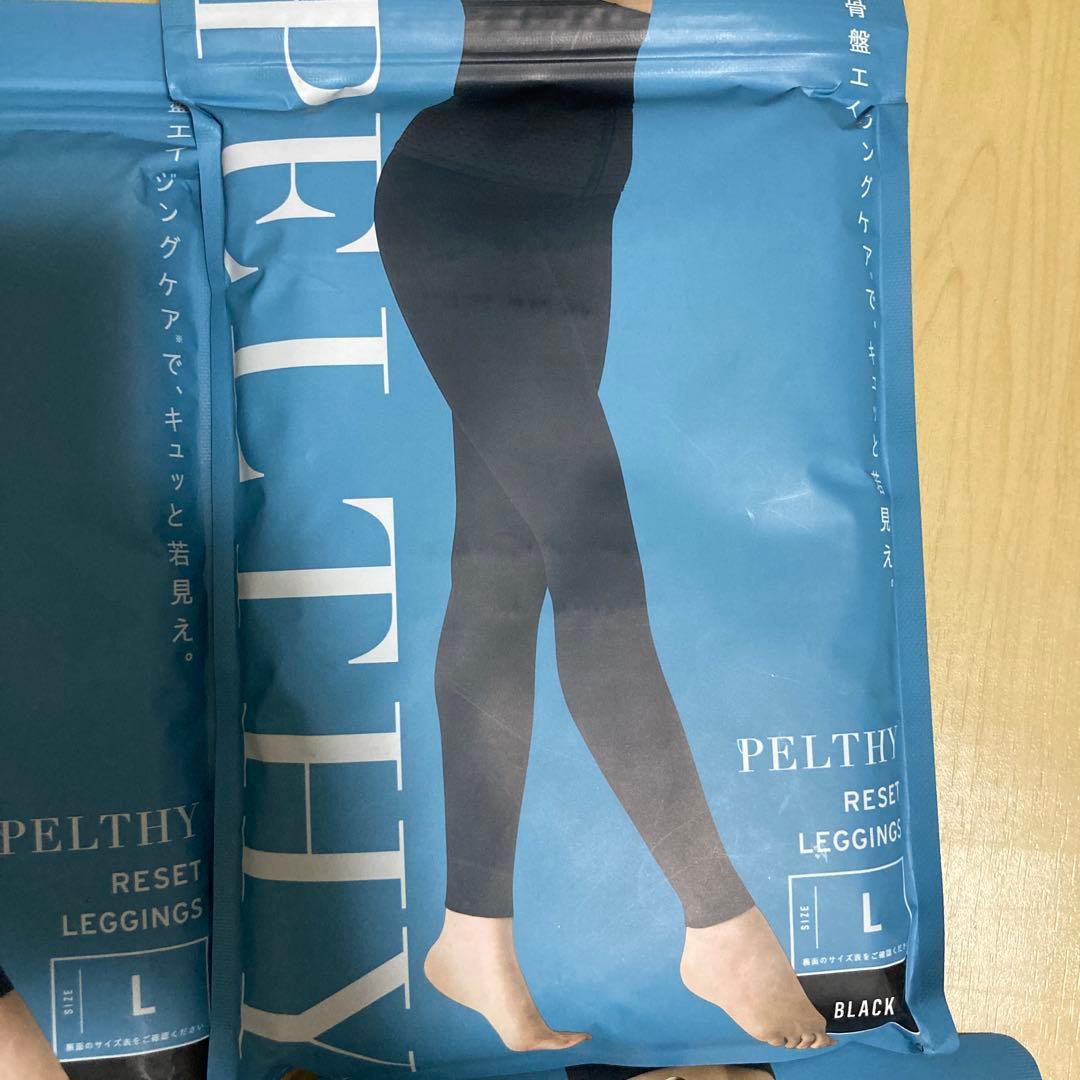 PELTHY 着圧レギンス Lサイズ ブラック 4パック　おまけ付き