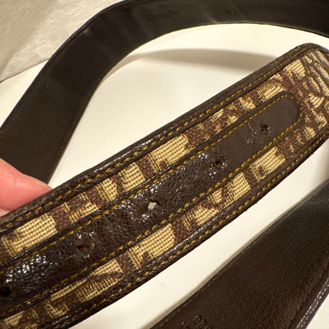 CD クリスチャンディオール ベルト トロッター柄 ベージュ　ロゴバックル