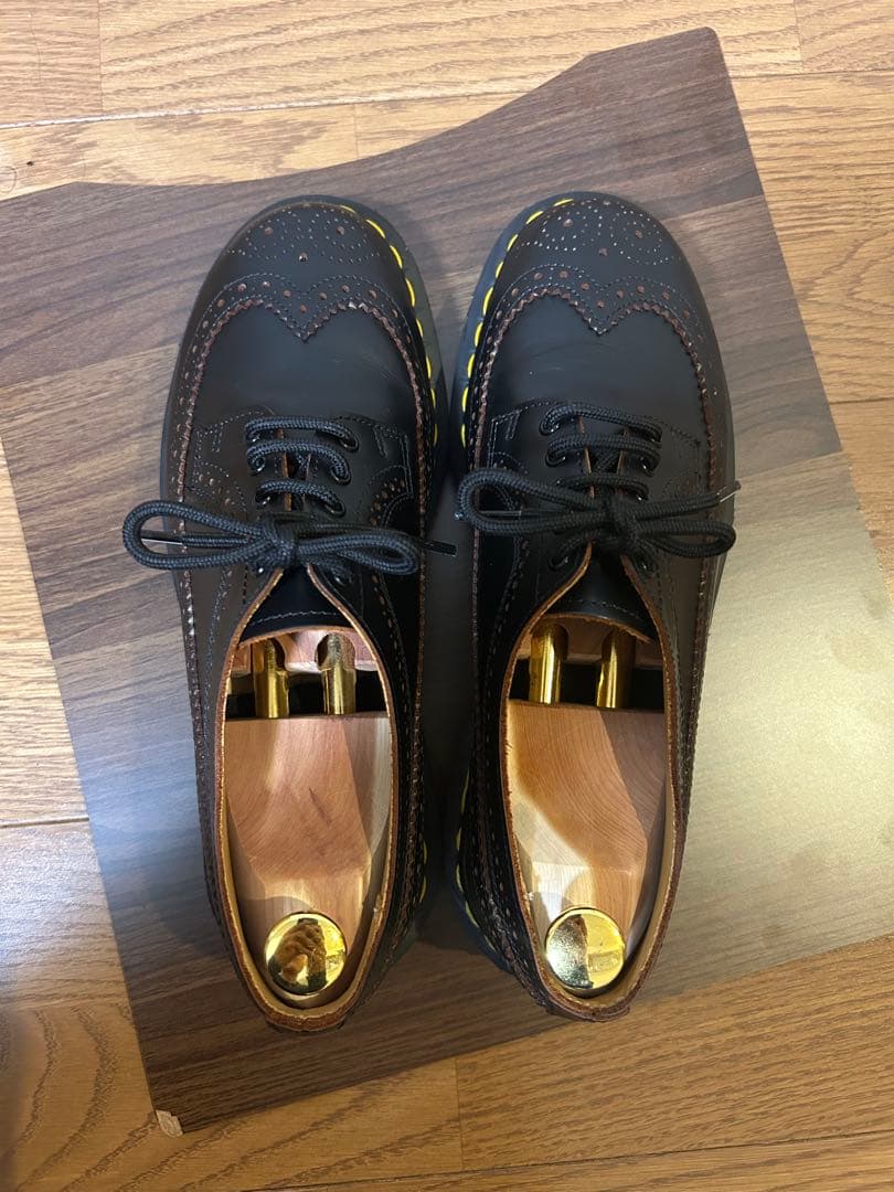 ドクターマーチン　茶芯レザー　フルブローグ厚底ウィングチップレザーシューズ　最終