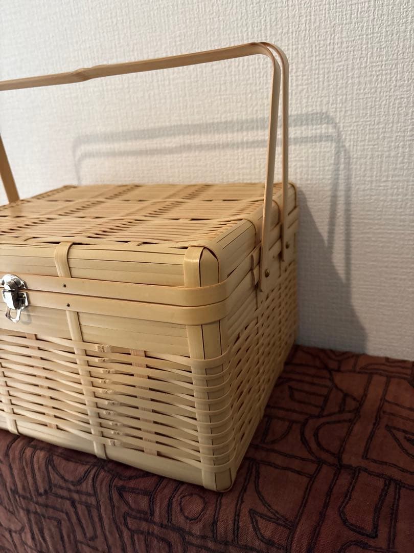 白竹　ピクニックバスケット　1点 竹かご 行楽　お弁当