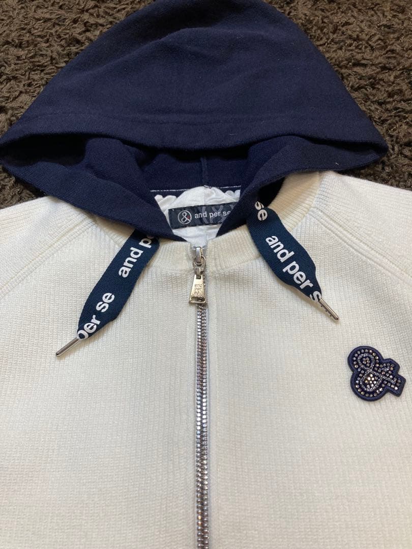 超美品【【【and per se 】】】アンパスィ★ニット防風ブルゾン★ホワイト