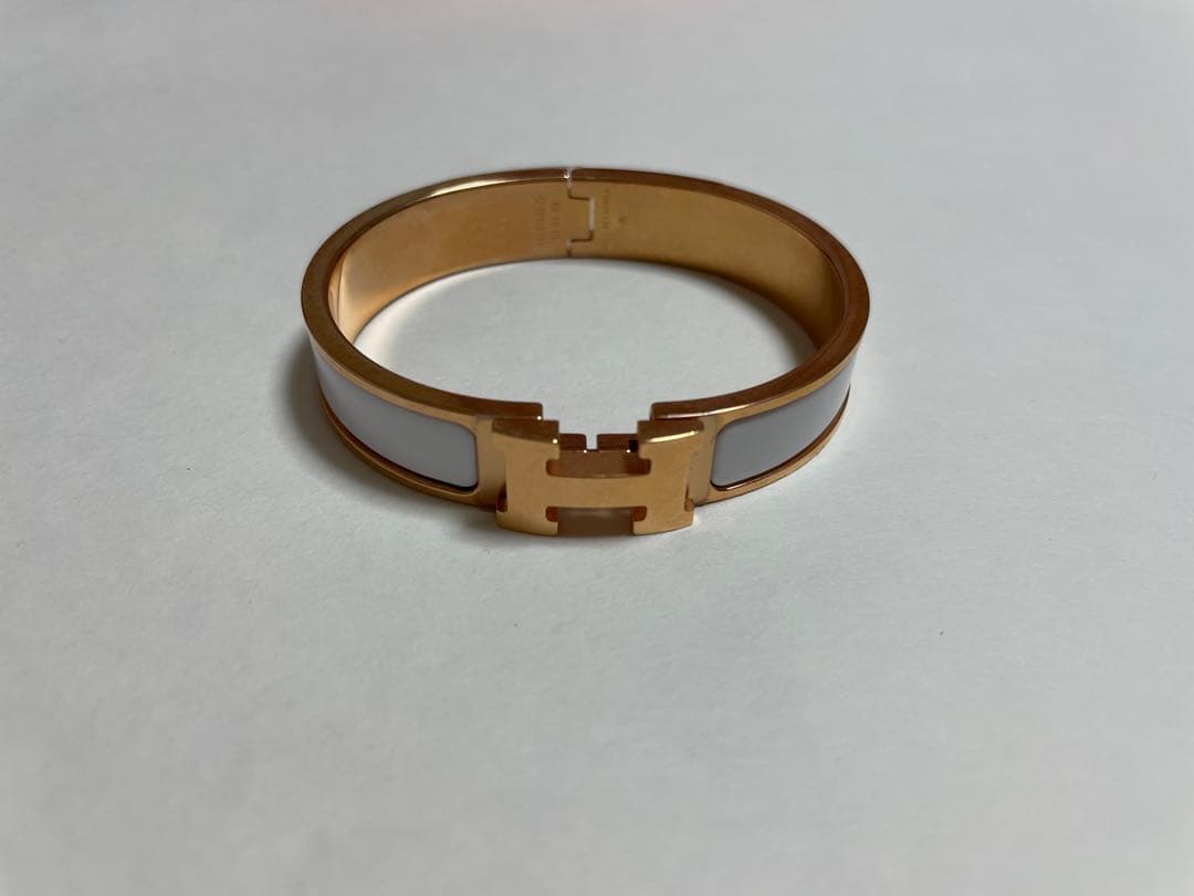 エルメス　バングル　クリック　H　ホワイト　ピンクゴールド　ブレスレット　PG