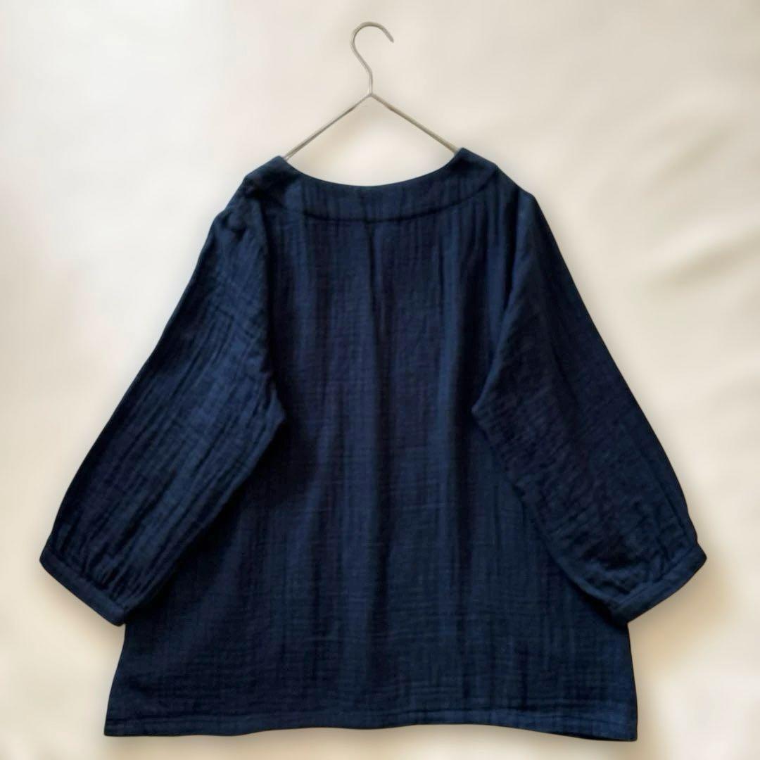 群言堂 根々 石見銀山生活文化研究所 刺繍 インディゴ 藍 シャツ ブラウス