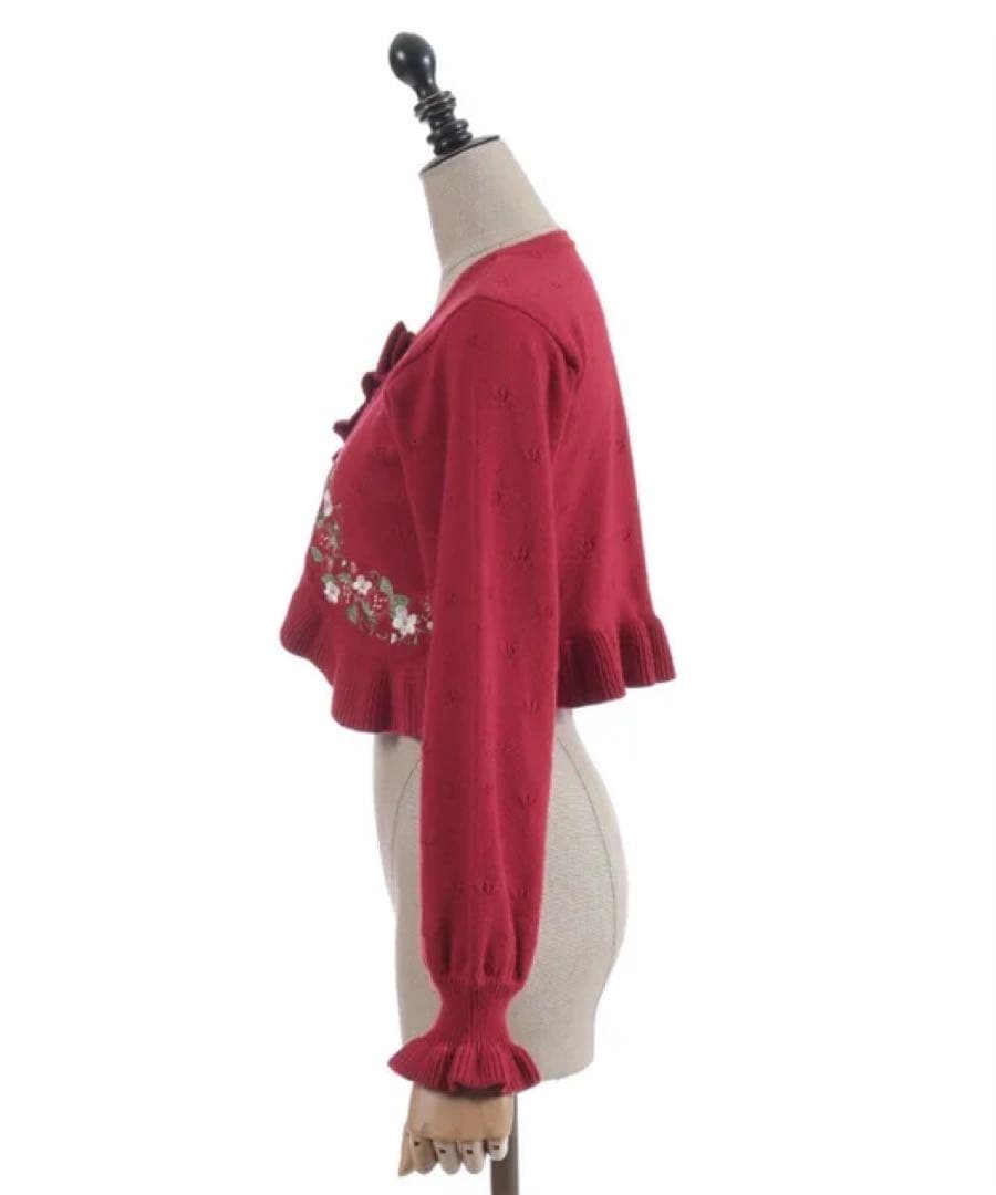 ♡新品アクシーズファムChalmiereいちご刺繍ニットボレロ（赤）♡