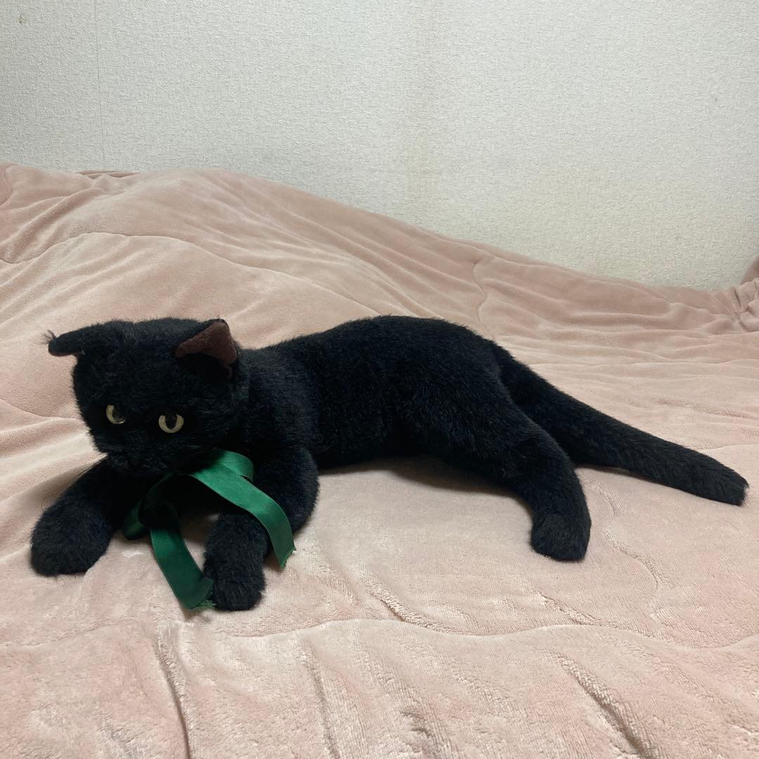 四季オリジナル　ぬいぐるみ　黒猫　中古品　寝そべりポーズ　中古品