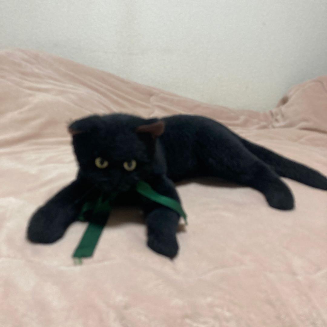 四季オリジナル　ぬいぐるみ　黒猫　中古品　寝そべりポーズ　中古品