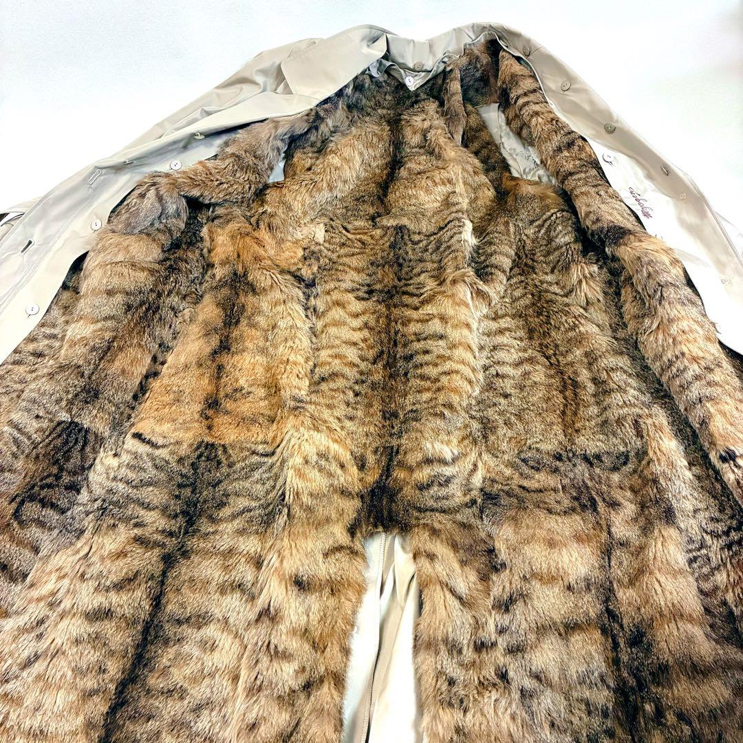 イタリア製 EMBA 絹 シルク ロングコートフォックスファー ファーライナー